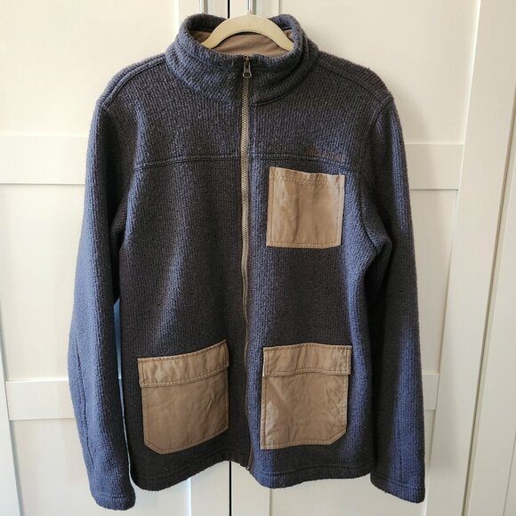 Marmot Gilcrest Dark Steel Gray/Cavern Zip Front Knit  Wool Blend Jacket Mens L - Picture 1 of 10